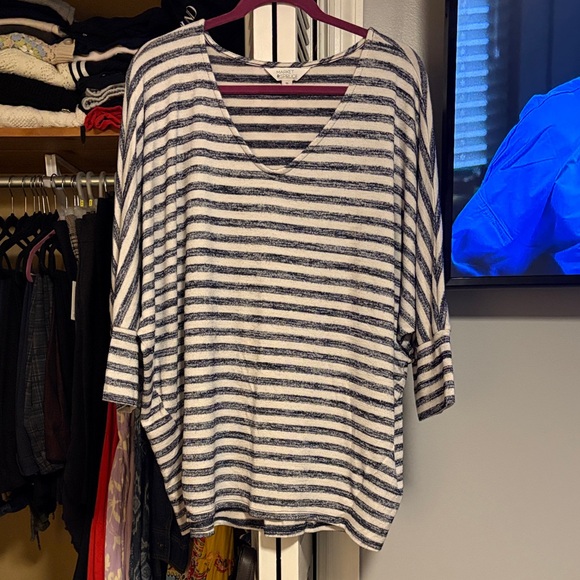 Market & Spruce Tops - Market & Spruce Navy and White Striped Tunic